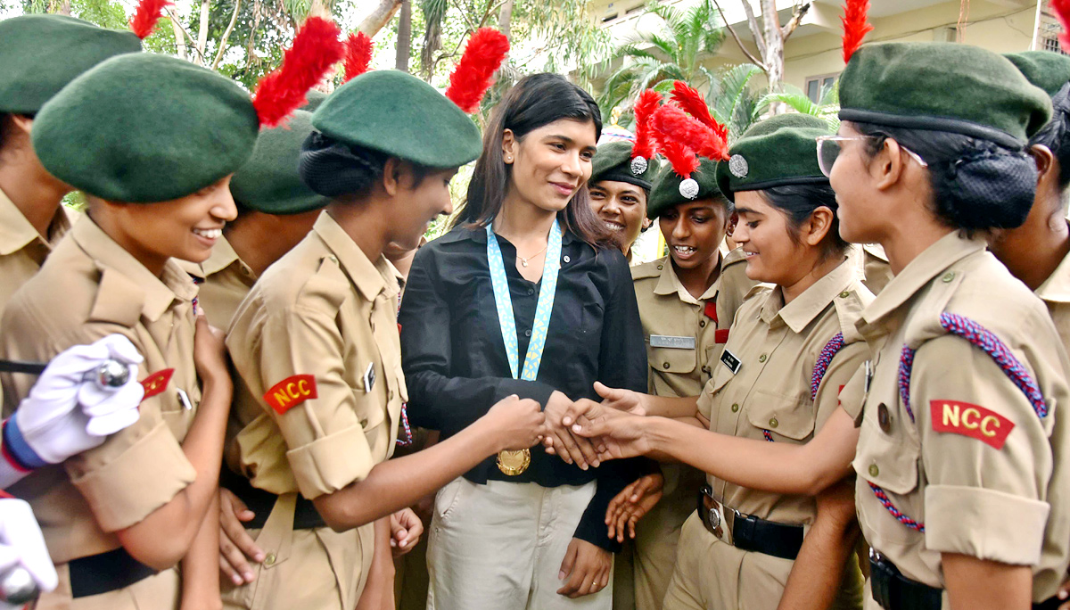 Nikhat Zareen facilitated by Domalguda AV College - Sakshi18