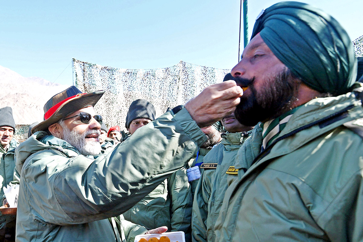 PM Modi Celebrates Diwali with Indian Army Soldiers in Kargil - Sakshi10