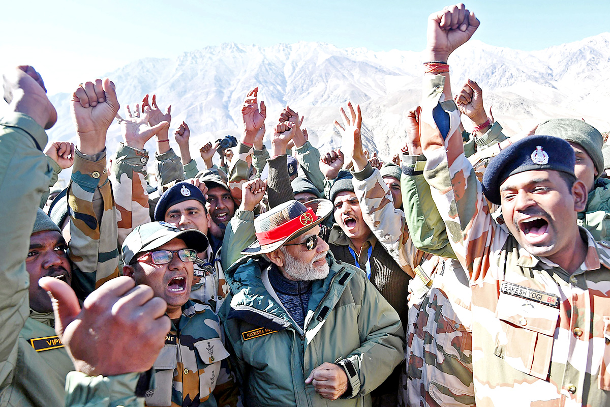 PM Modi Celebrates Diwali with Indian Army Soldiers in Kargil - Sakshi11