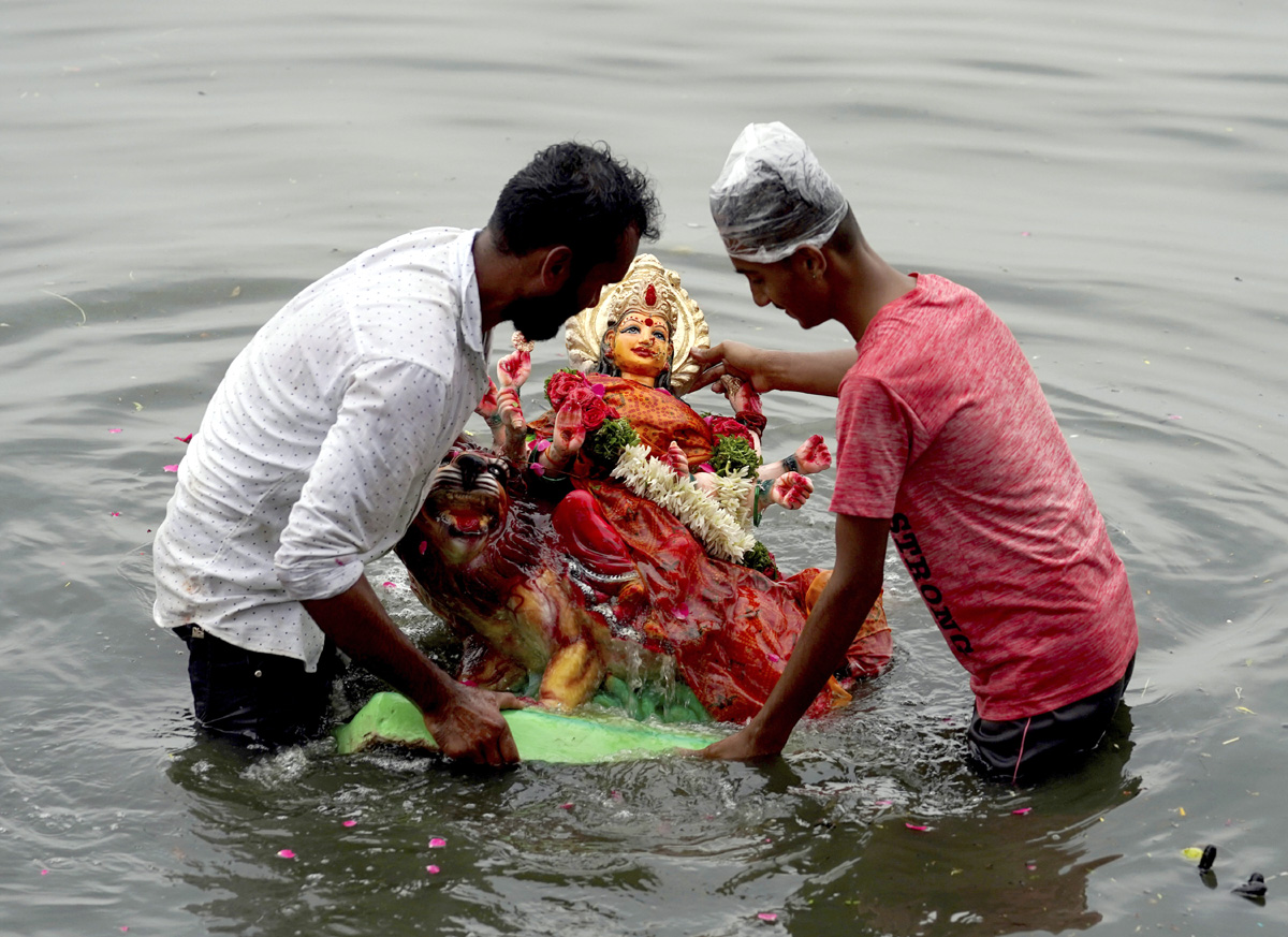 Devi Durga Being Immersed In Ganga River - Sakshi21