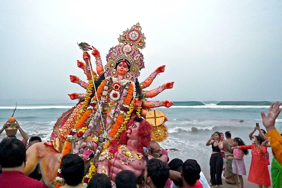 Devi Durga Being Immersed In Ganga River - Sakshi7