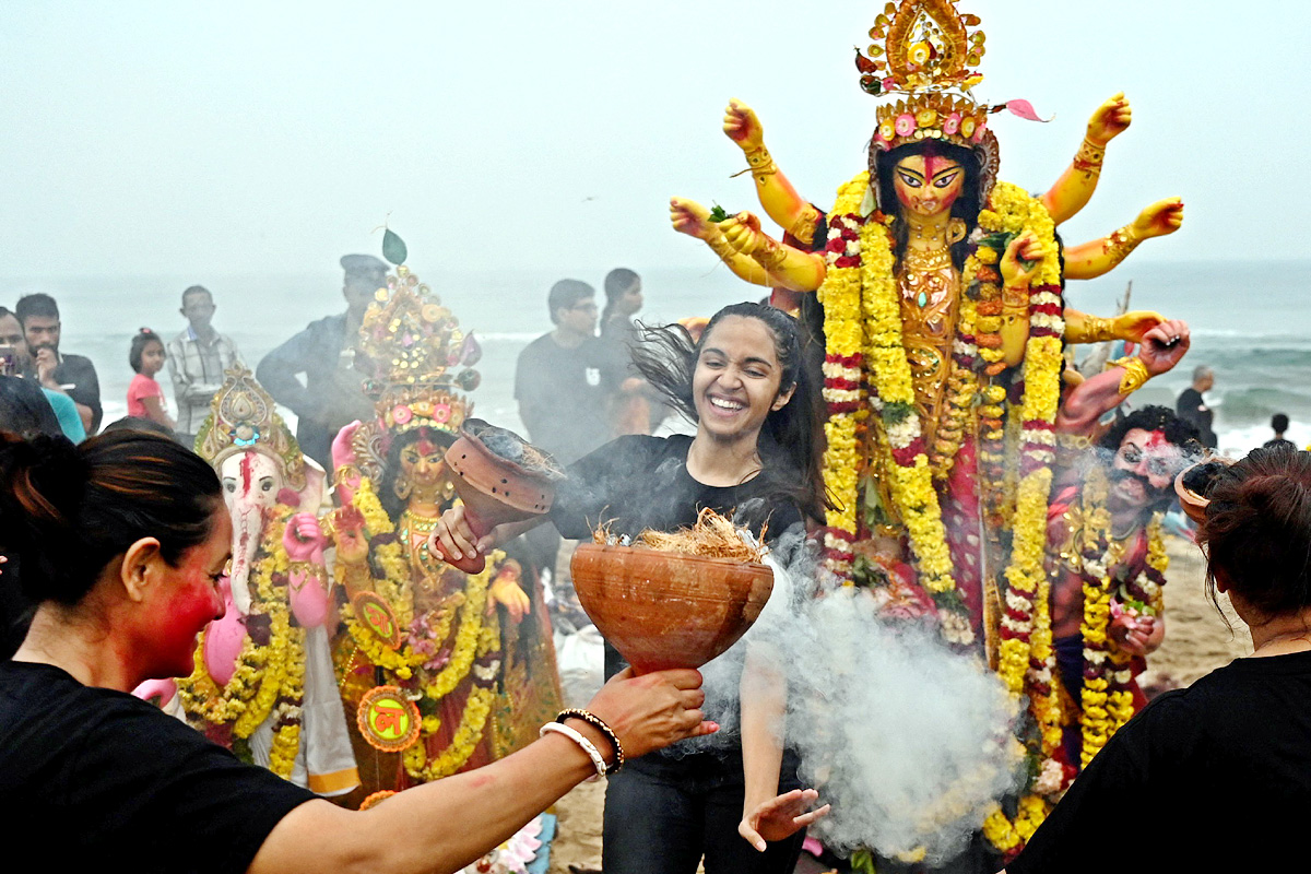 Devi Durga Being Immersed In Ganga River - Sakshi12