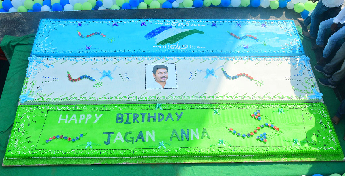 Vijayawada YSRCP Party Workers Cut Huge Cake For Cm Jagan Bday - Sakshi3