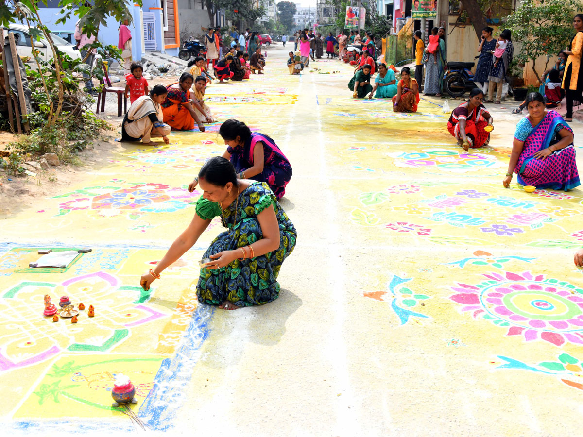 Rangoli Competition At Hyderabad Organised by Sakshi Telugu News Paper Photos - Sakshi24