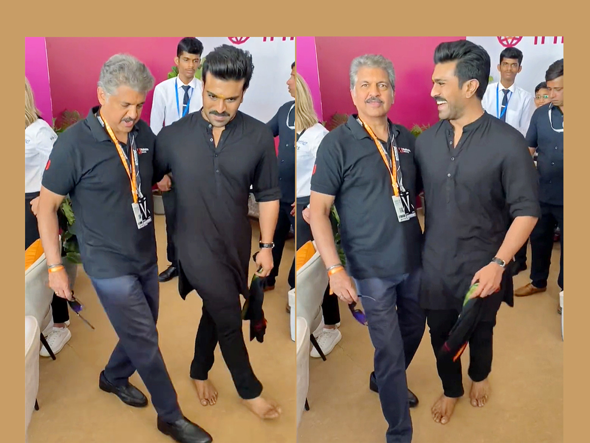 Ram Charan Teaches Natu Natu Step To Anand Mahindra At Formula E Racing Photos - Sakshi1