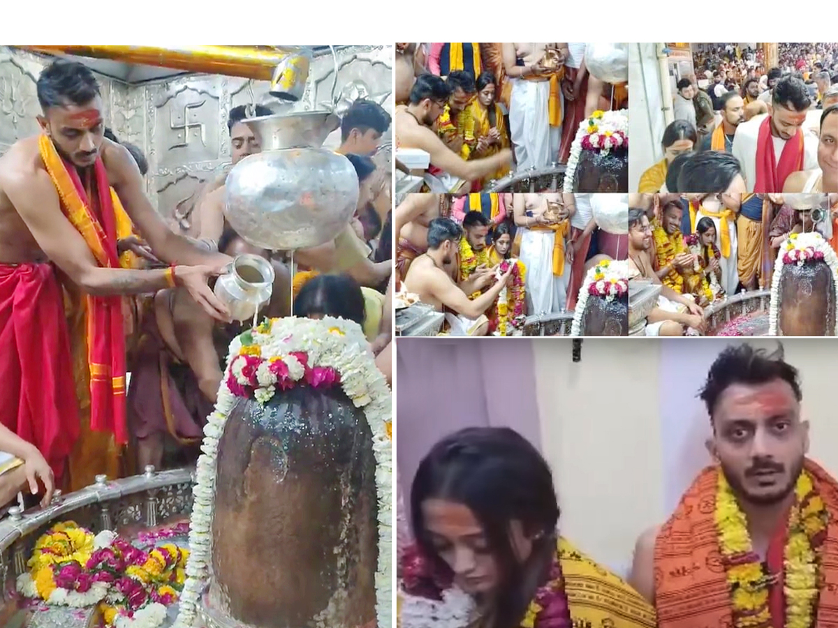 Indian Cricketer Axar Patel Visits Baba Mahakal Temple - Sakshi1