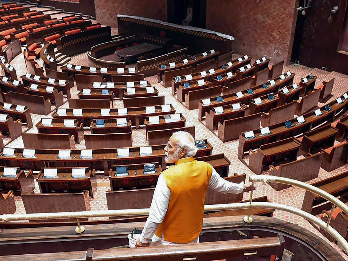 PM Modi visits new Parliament building Photos - Sakshi1