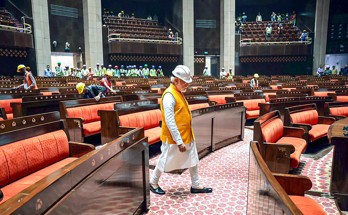 PM Modi visits new Parliament building Photos - Sakshi2