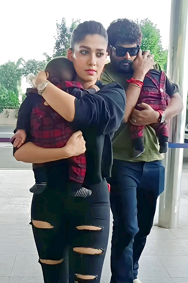 Nayanthara and Vignesh Shivan with their children at the airport Photos - Sakshi5