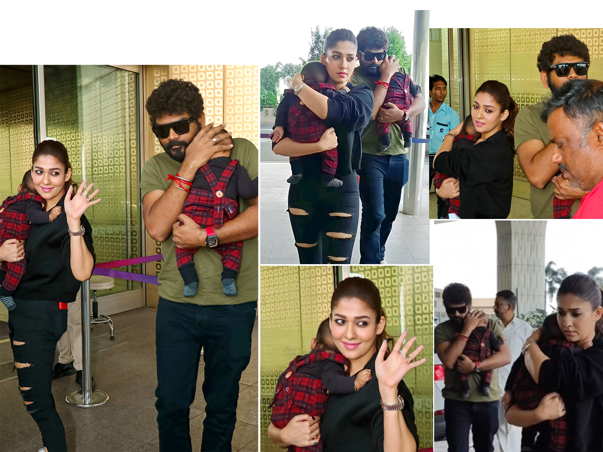 Nayanthara and Vignesh Shivan with their children at the airport Photos - Sakshi1