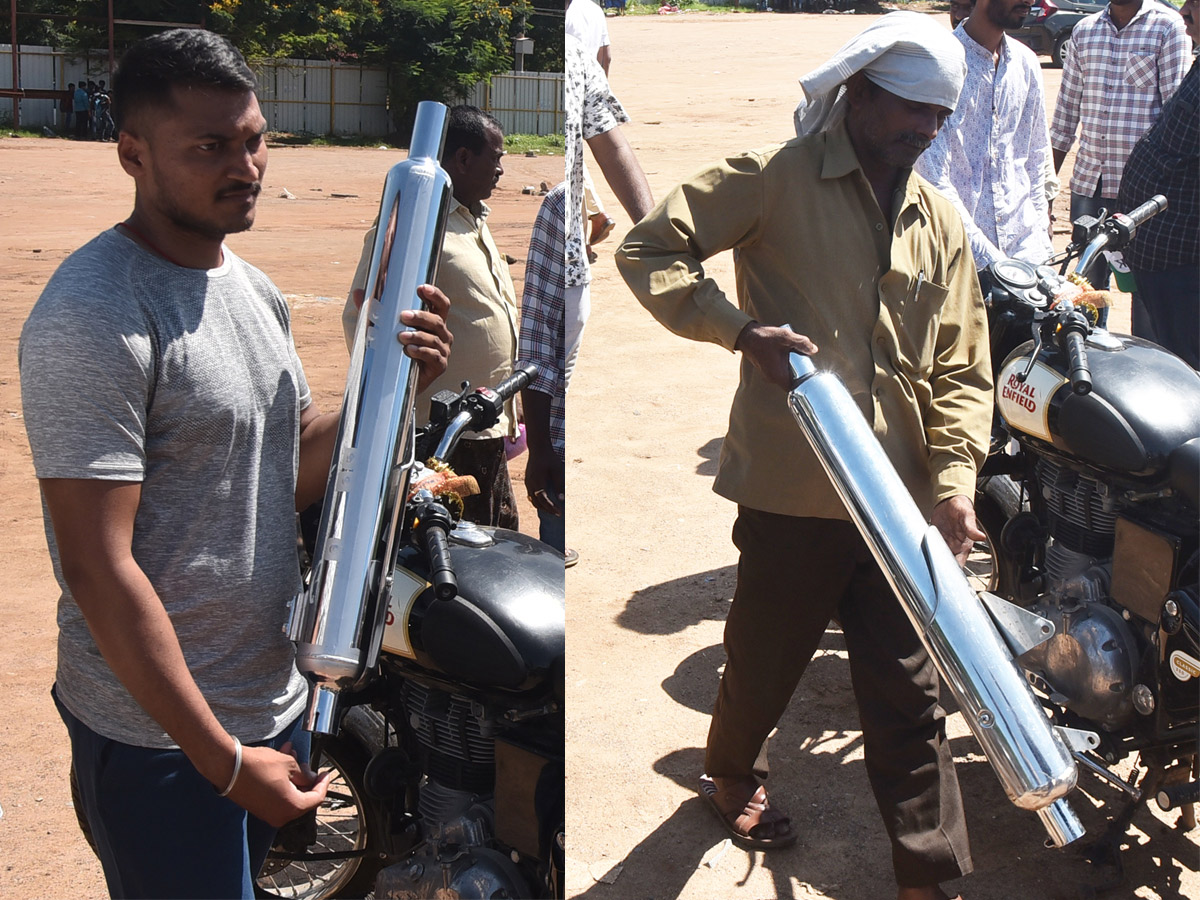 Police Crushing Bike Silencers Using Road Roller - Sakshi12