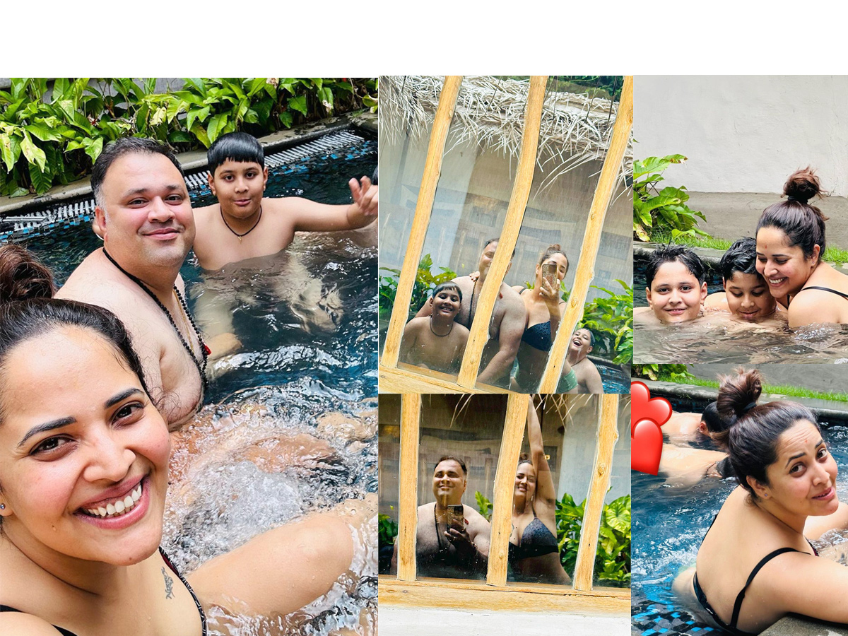 Anchor Anasuya latest Swimming pool Pics with Family Photos - Sakshi1