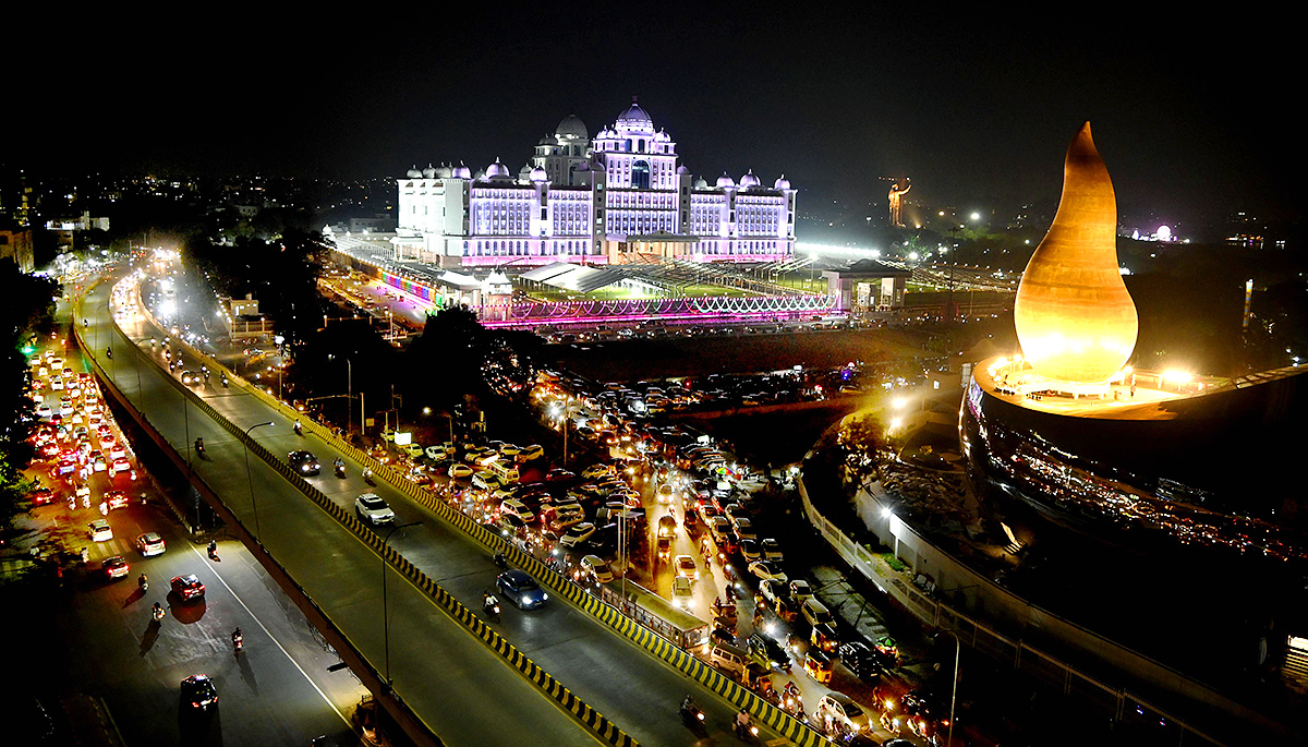 Decade celebrations Secretariat Martyrs' memorial in electric lights  - Sakshi1