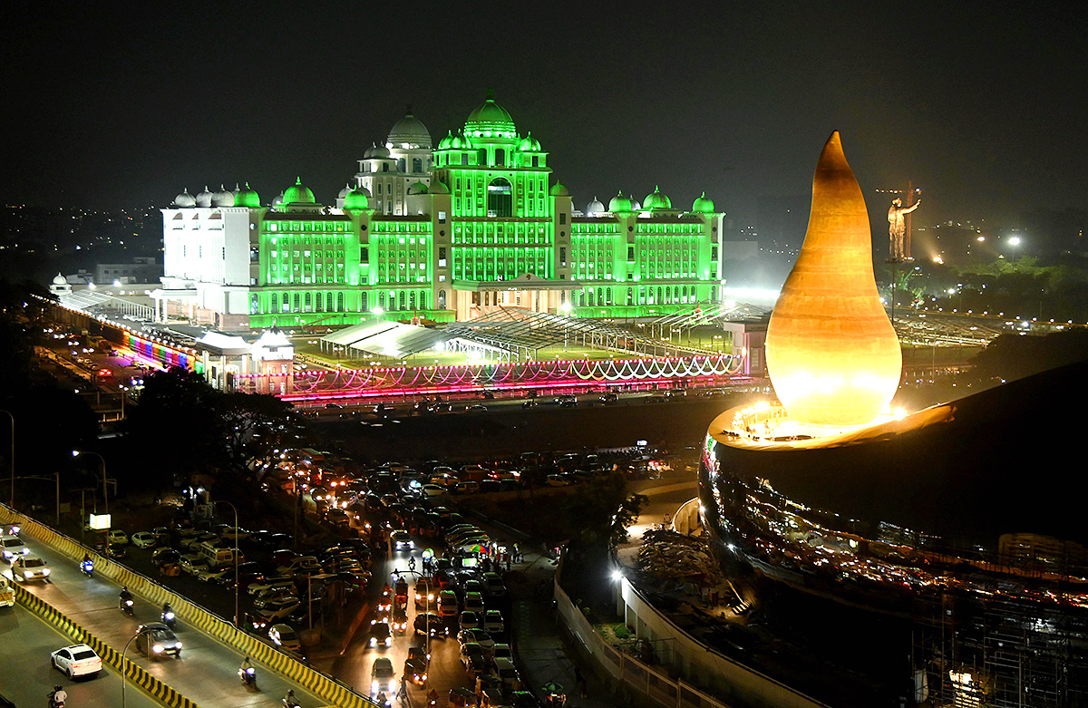 Decade celebrations Secretariat Martyrs' memorial in electric lights  - Sakshi10