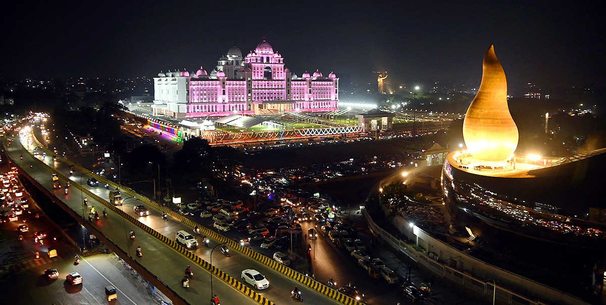 Decade celebrations Secretariat Martyrs' memorial in electric lights  - Sakshi5