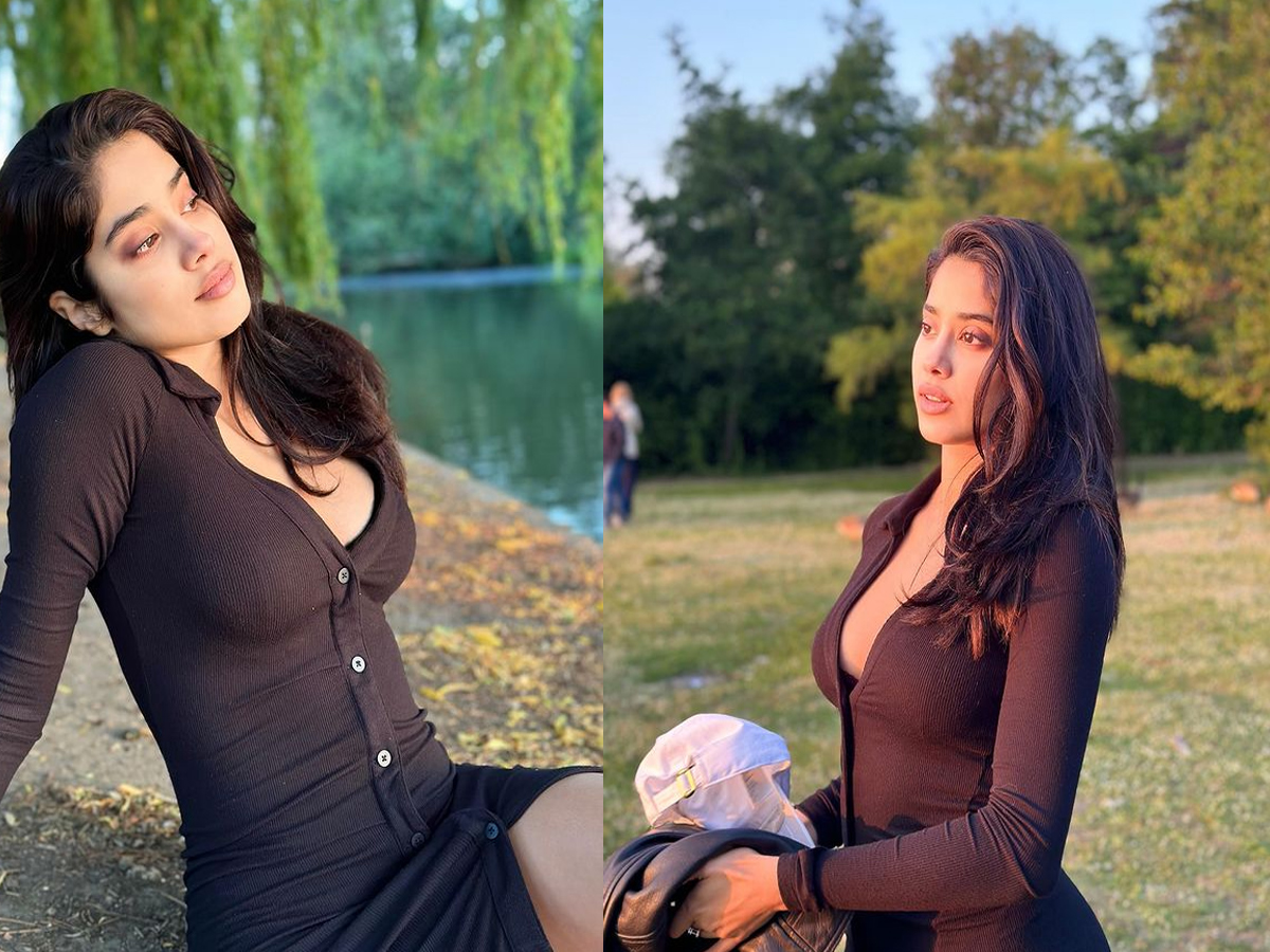 Janhvi Kapoor Enjoys Golden Hour, Black Dress Pics Goes Viral - Sakshi1