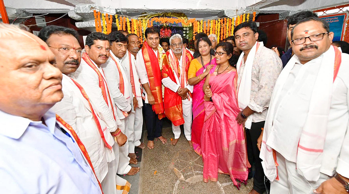 KTR Laying Foundation Stone for Re Construction of Sri Venugopala Swami Temple - Sakshi11