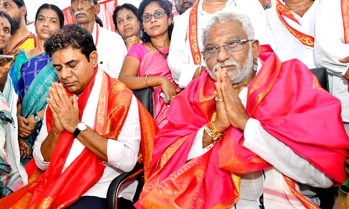 KTR Laying Foundation Stone for Re Construction of Sri Venugopala Swami Temple - Sakshi15