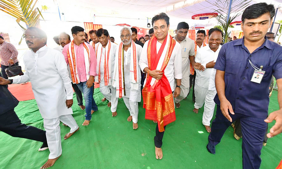 KTR Laying Foundation Stone for Re Construction of Sri Venugopala Swami Temple - Sakshi22