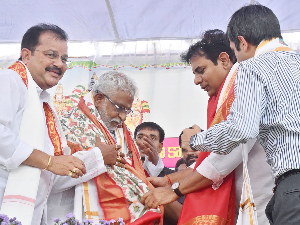 KTR Laying Foundation Stone for Re Construction of Sri Venugopala Swami Temple - Sakshi24