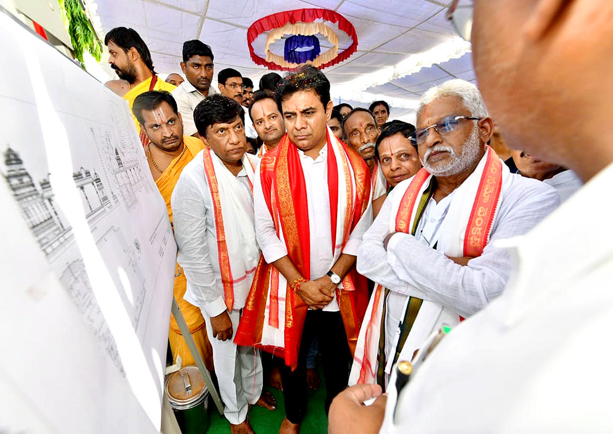 KTR Laying Foundation Stone for Re Construction of Sri Venugopala Swami Temple - Sakshi31