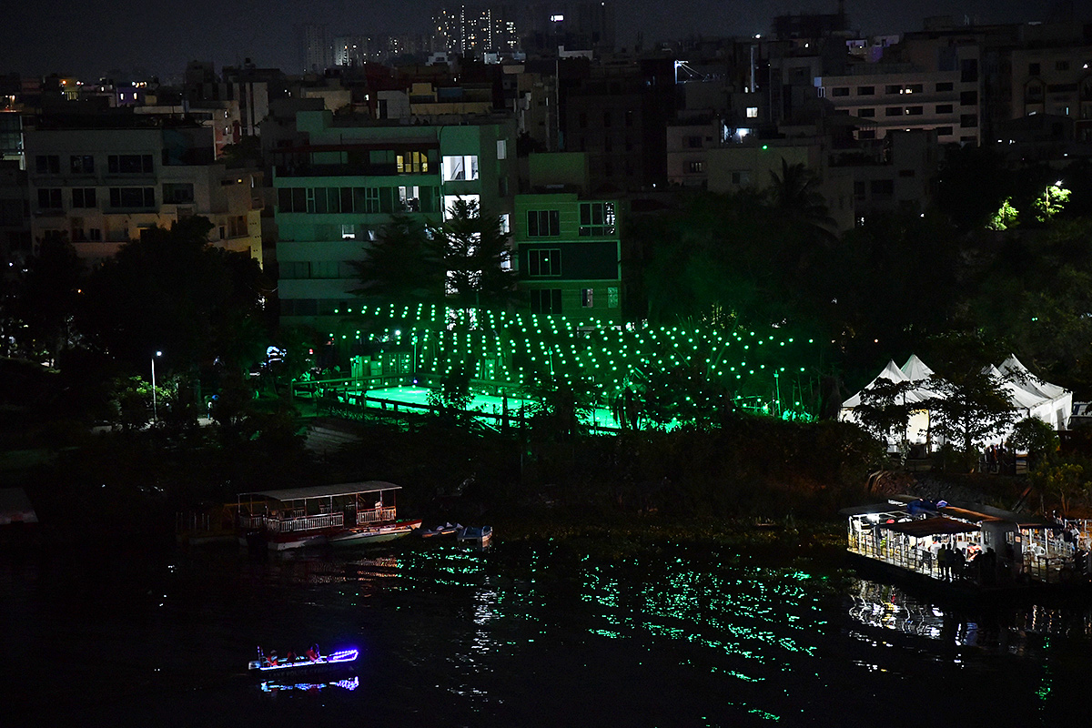 drone show at durgam cheruvu cable bridge - Sakshi10