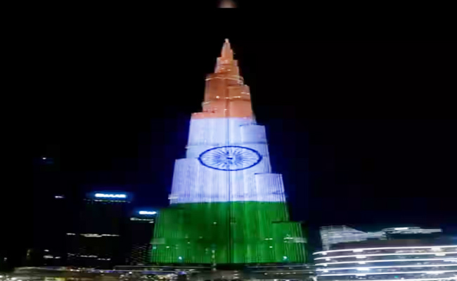 Burj Khalifa Lit Up With Indian Tricolour And Modis Name - Sakshi2