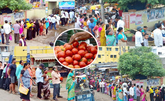 Customers queue line for 2 kilometers To buy Tomatos PHotos - Sakshi1