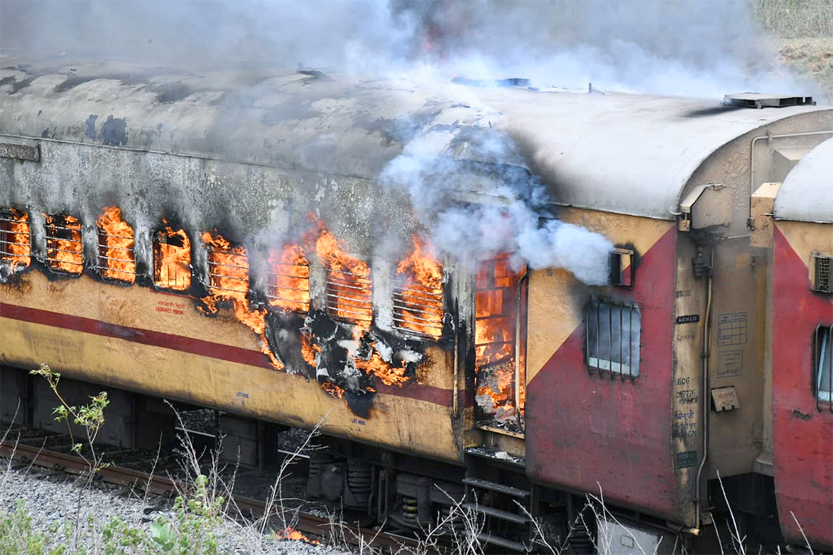 Falaknuma Express train catches fire near Hyderabad - Sakshi2