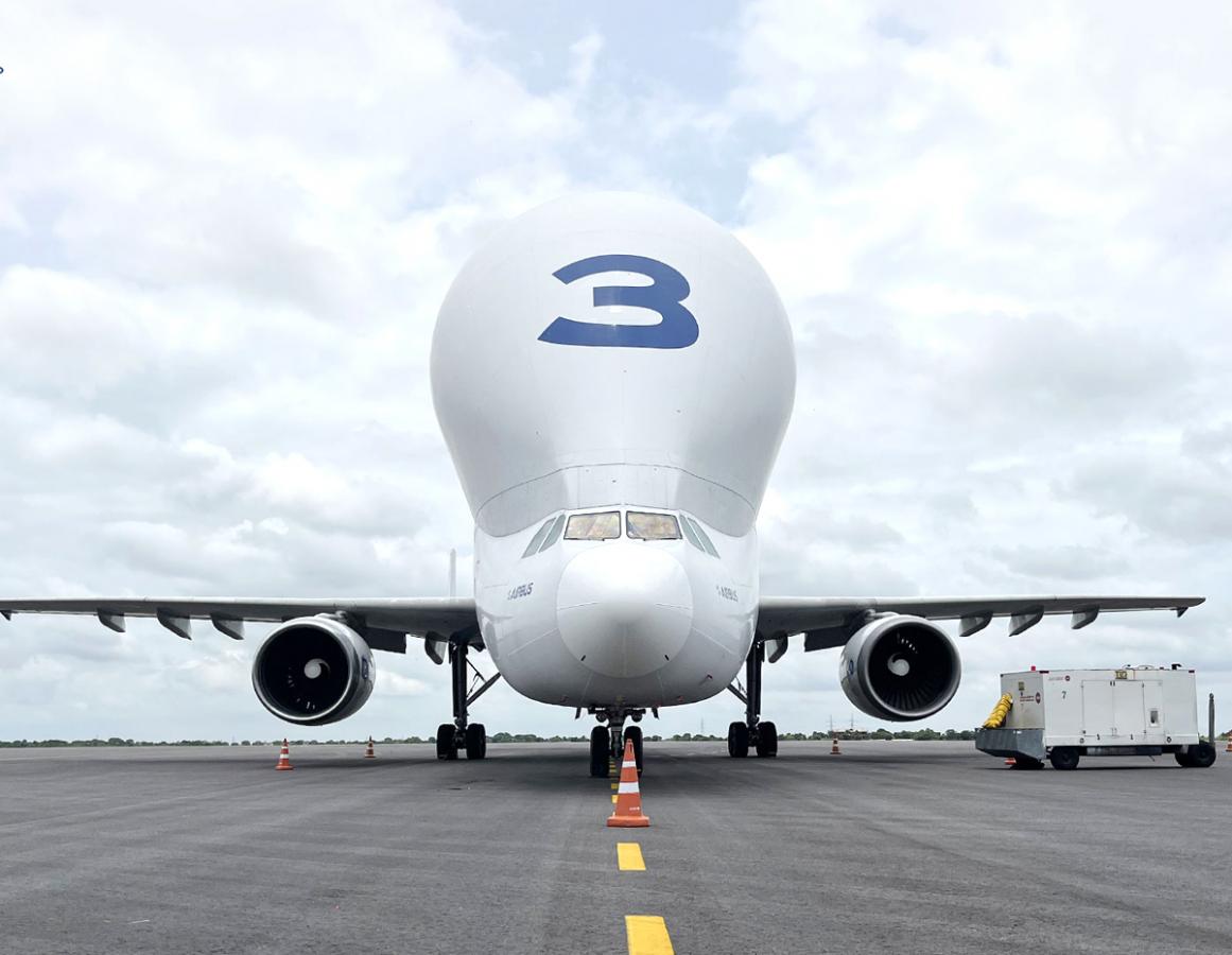 world largest cargo airplane Beluga Lands shamshabad airport Photos - Sakshi1