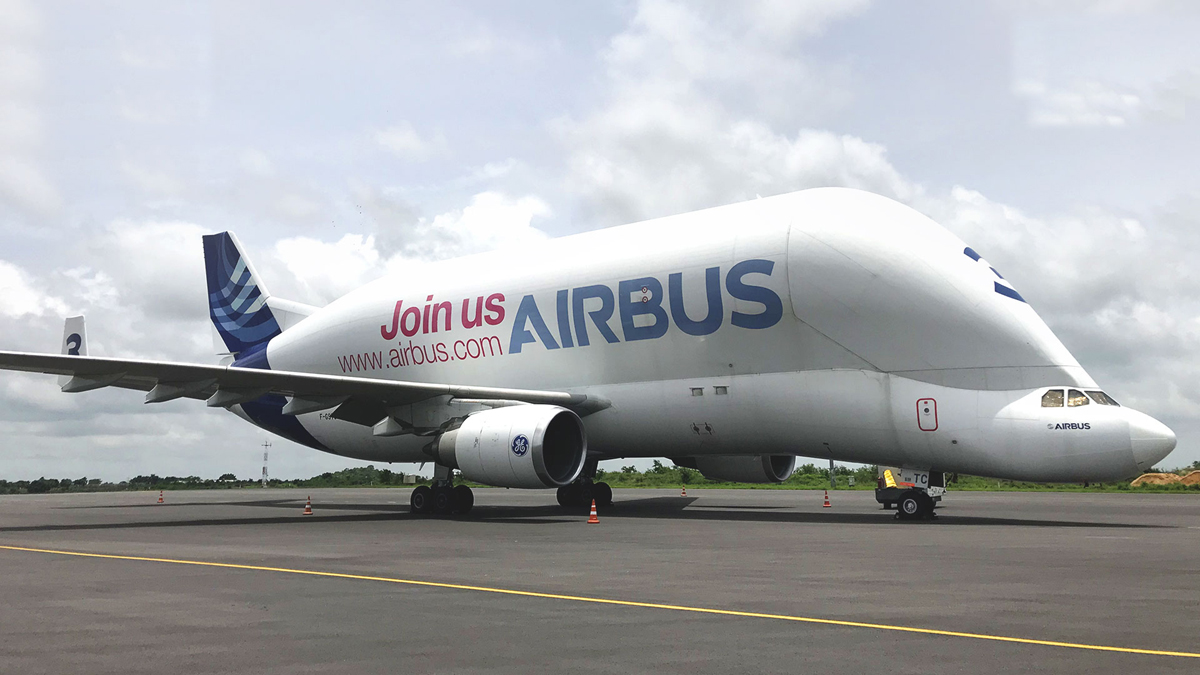 world largest cargo airplane Beluga Lands shamshabad airport Photos - Sakshi4