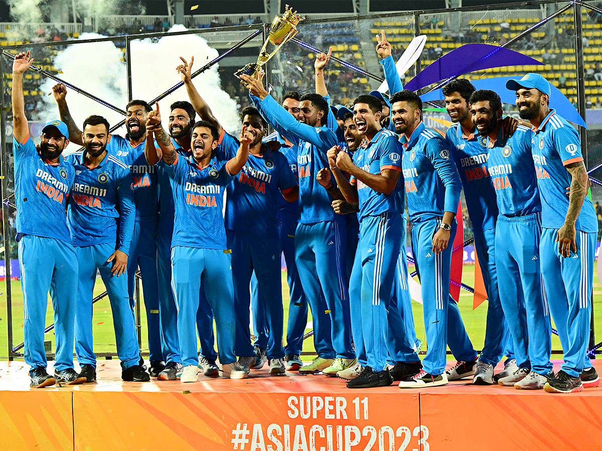 India Celebrate with the trophy after winning the Asia Cup 2023 - Sakshi1