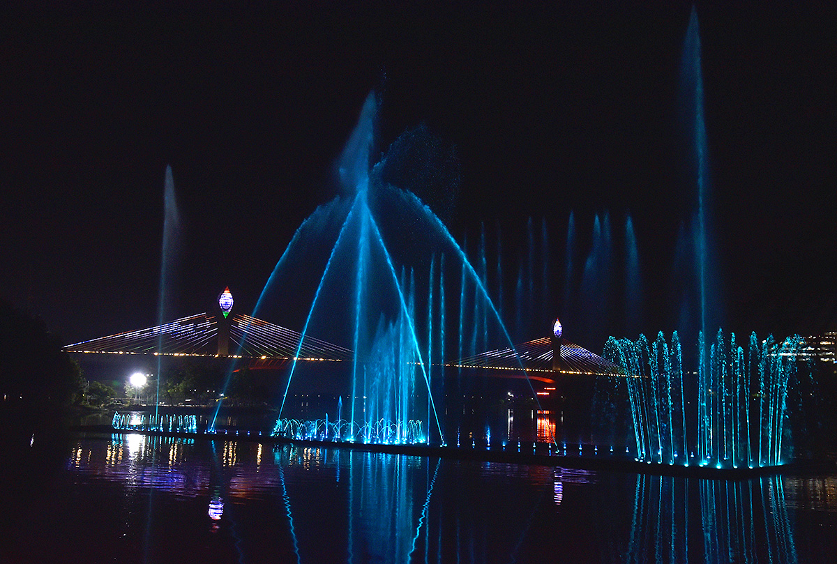 Musical fountains at Durgam Cheruvu cable bridge - Sakshi12