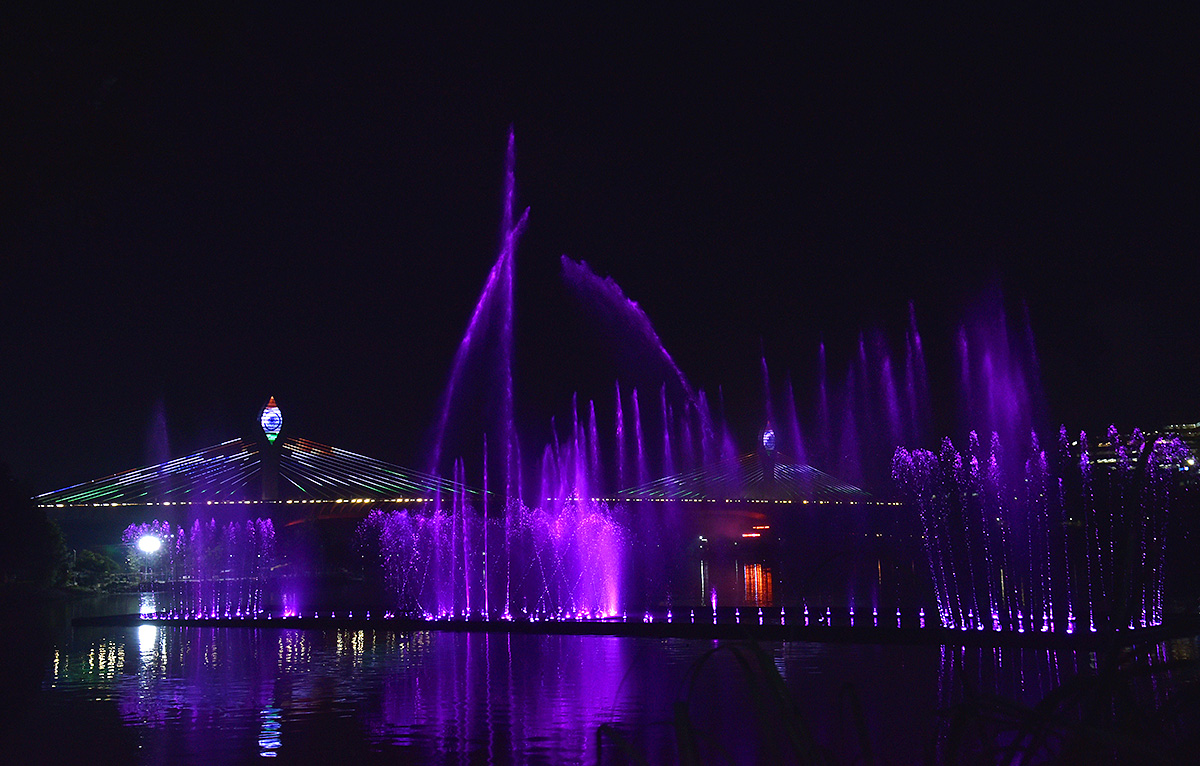 Musical fountains at Durgam Cheruvu cable bridge - Sakshi3