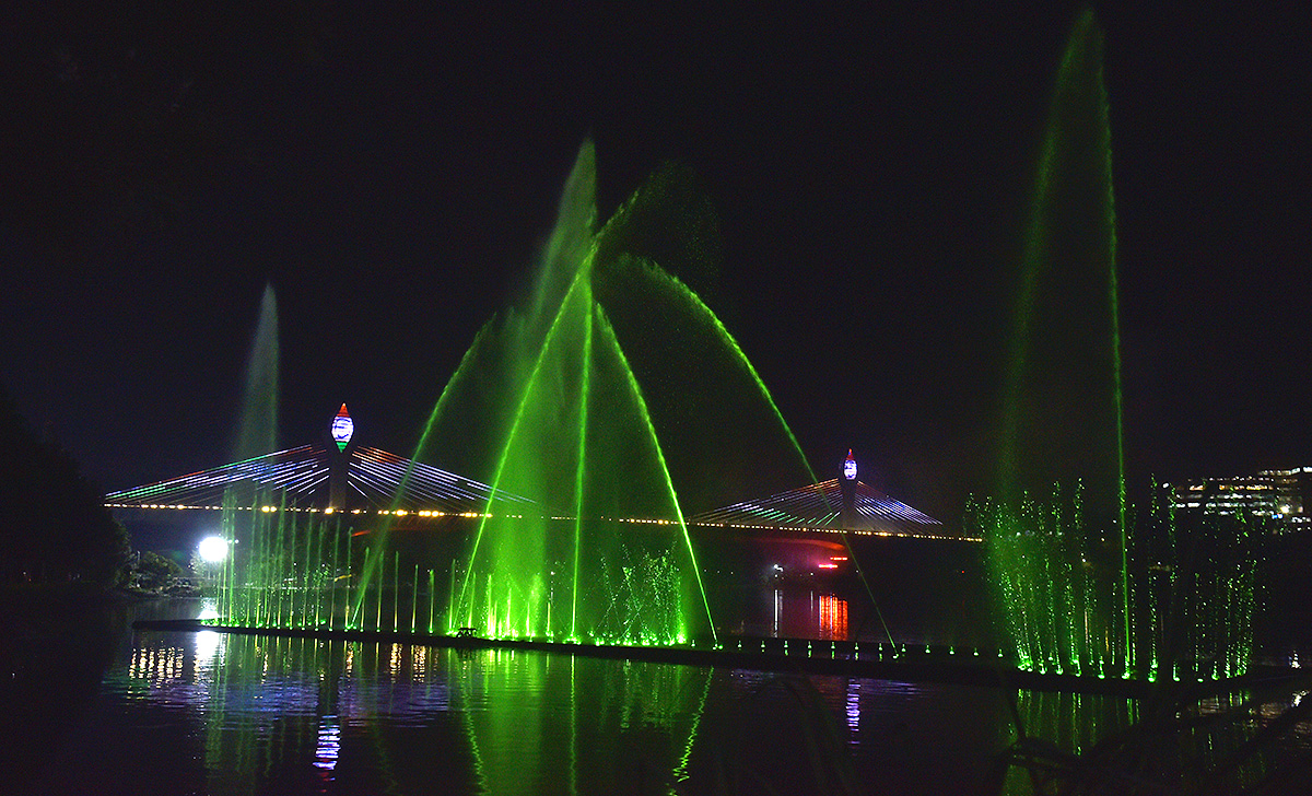 Musical fountains at Durgam Cheruvu cable bridge - Sakshi9