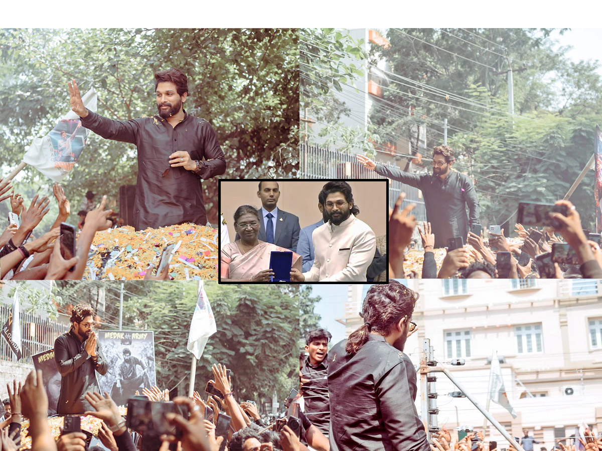 Allu Arjun Receives Grand Welcome From Fans For Bringing Home National Award photos - Sakshi1