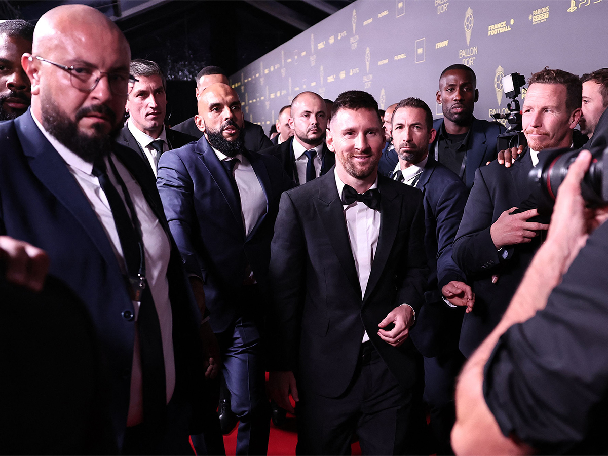 Lionel Messi poses prior to the 2023 Ballon dOr France Football award ceremony - Sakshi14