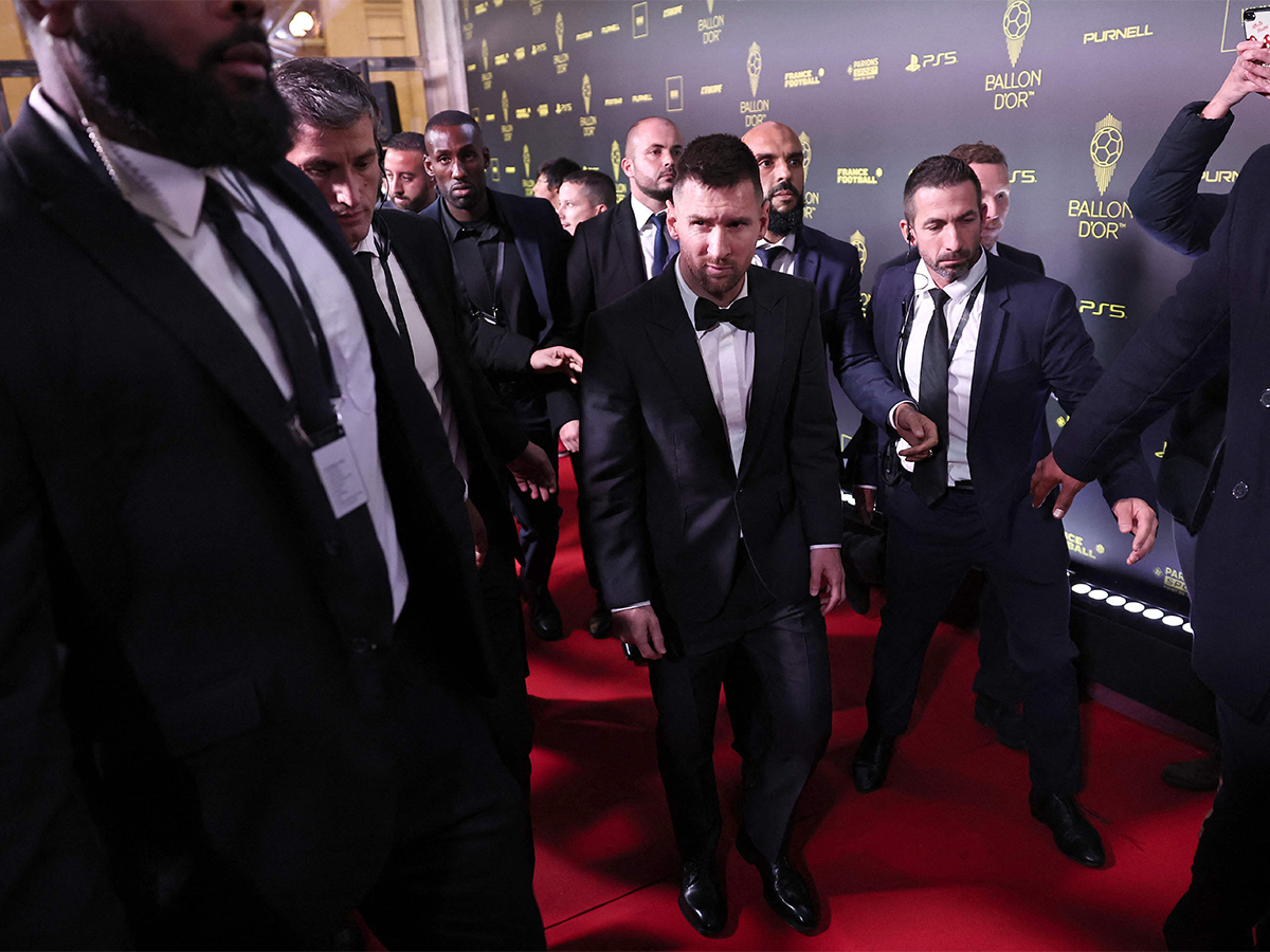 Lionel Messi poses prior to the 2023 Ballon dOr France Football award ceremony - Sakshi8