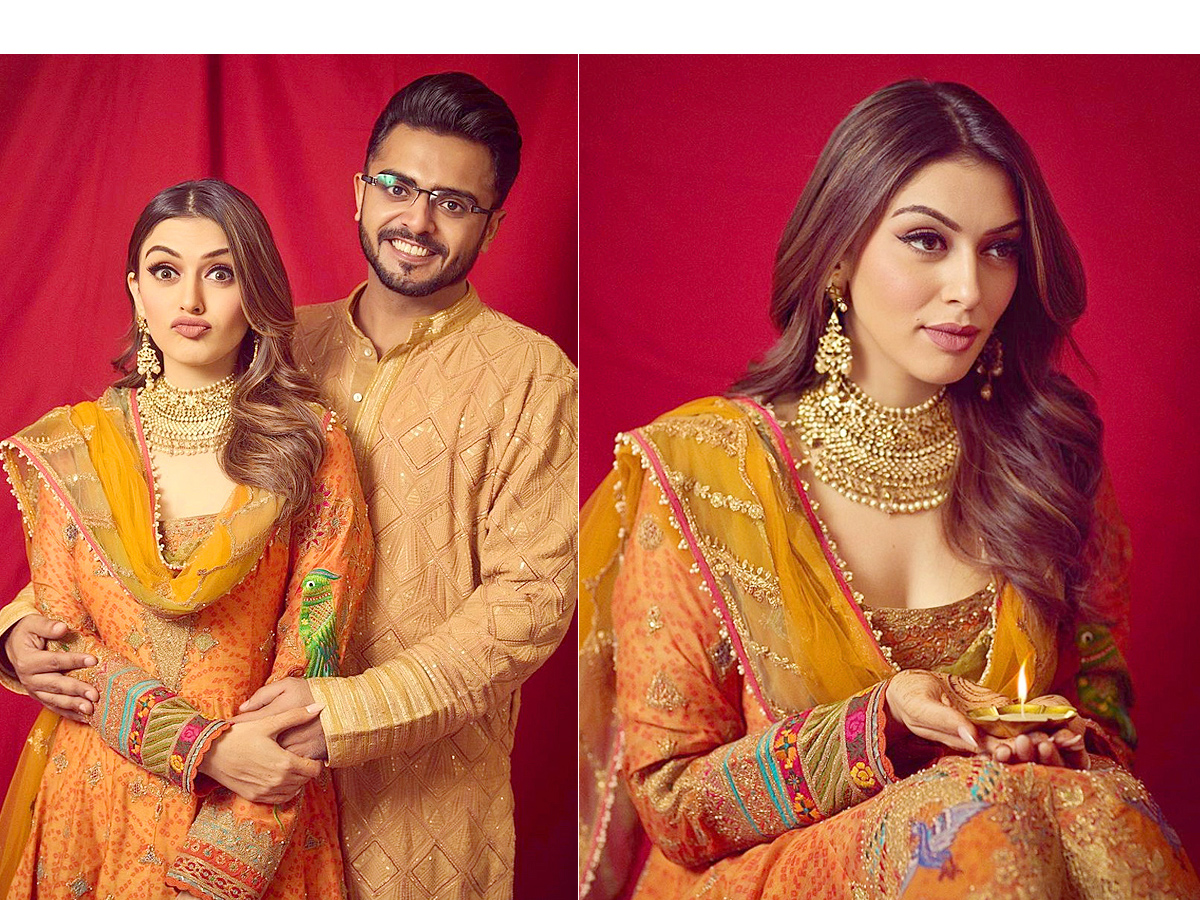 Hansika Motwani celebrates first Diwali with husband PHotos - Sakshi1