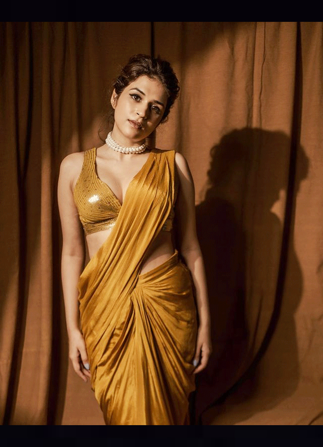 Shraddha Das Glamorous Look In A Mustard Saree  - Sakshi6