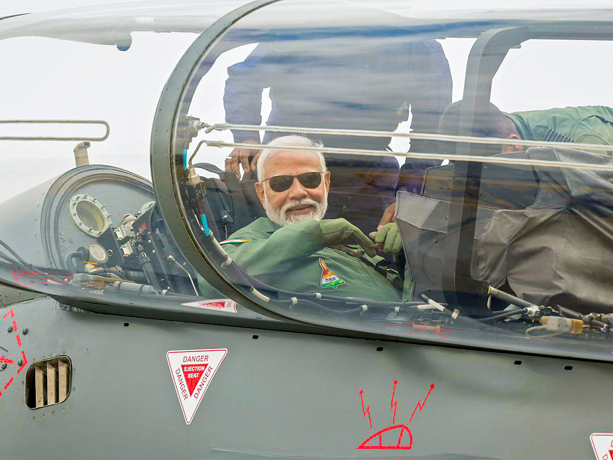 Narendra Modi during taking a sortie on the Tejas in Bengaluru - Sakshi6