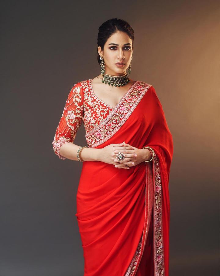 Lavanya Tripathi Dazzles In A Striking Red Saree - Sakshi7