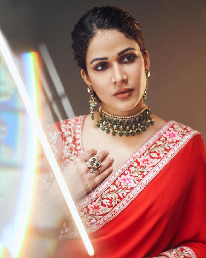 Lavanya Tripathi Dazzles In A Striking Red Saree - Sakshi3