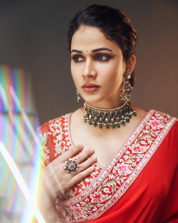 Lavanya Tripathi Dazzles In A Striking Red Saree - Sakshi2