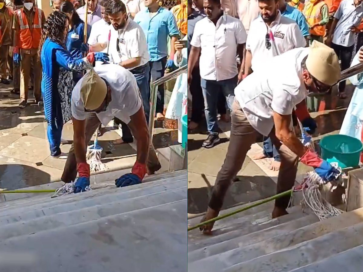 Officials take part in temple cleaning drive across the country Photos - Sakshi2