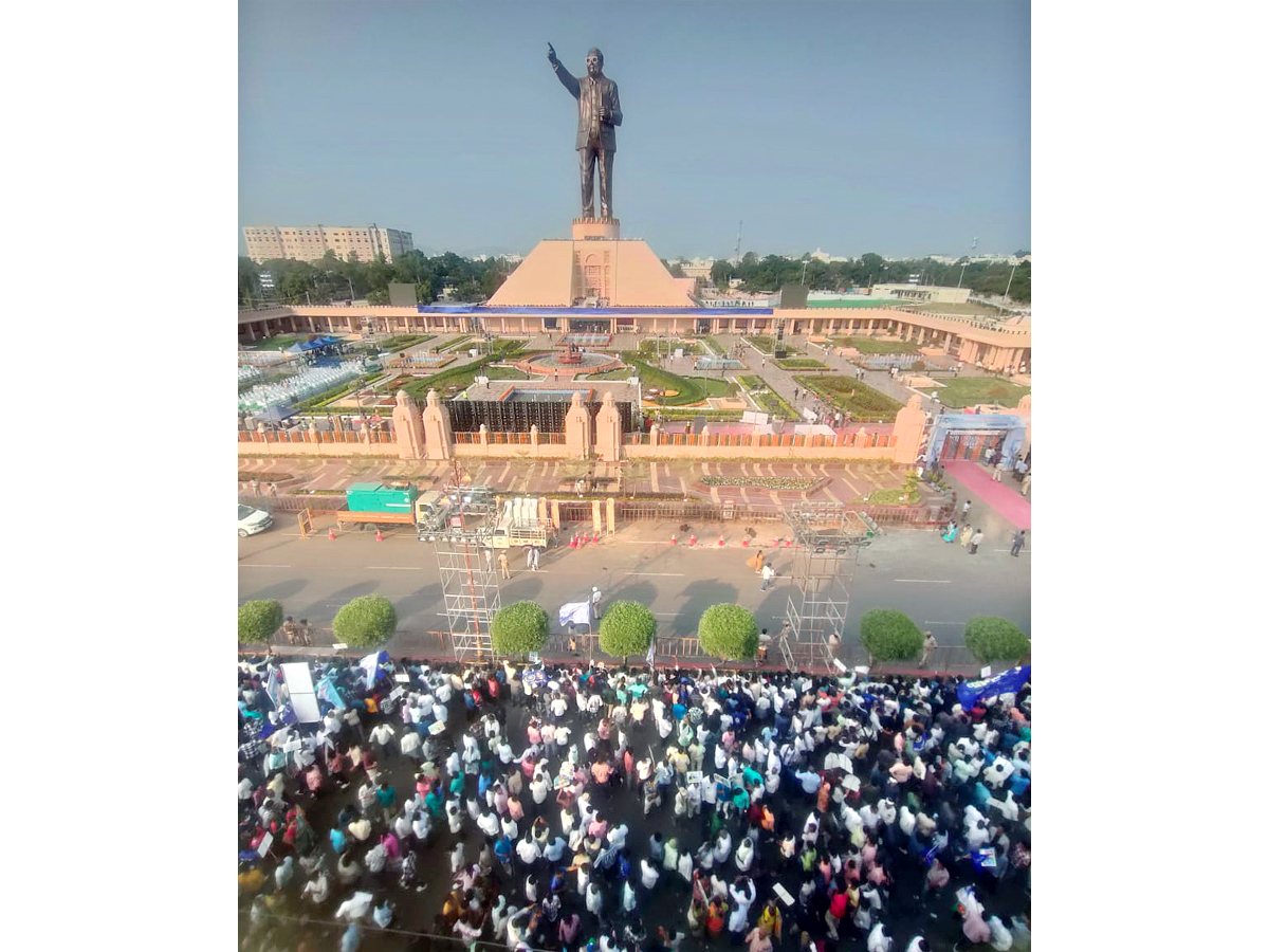 Huge Crowd In Vijayawada Near Dr BR Ambedkar Statue Photos - Sakshi3