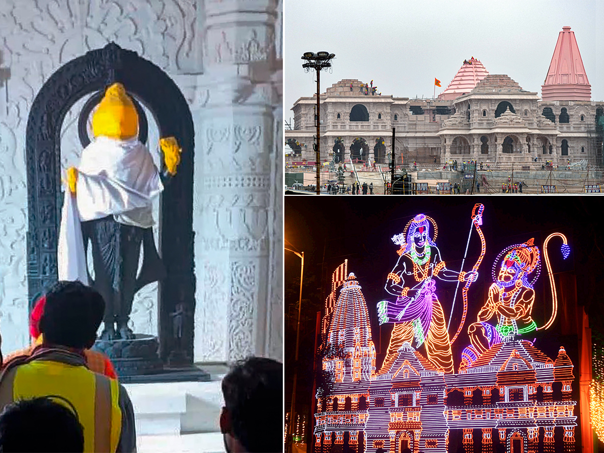 The idol of Ram Lalla at the Garbhagriha of Shri Ram Janmabhoomi Temple - Sakshi1