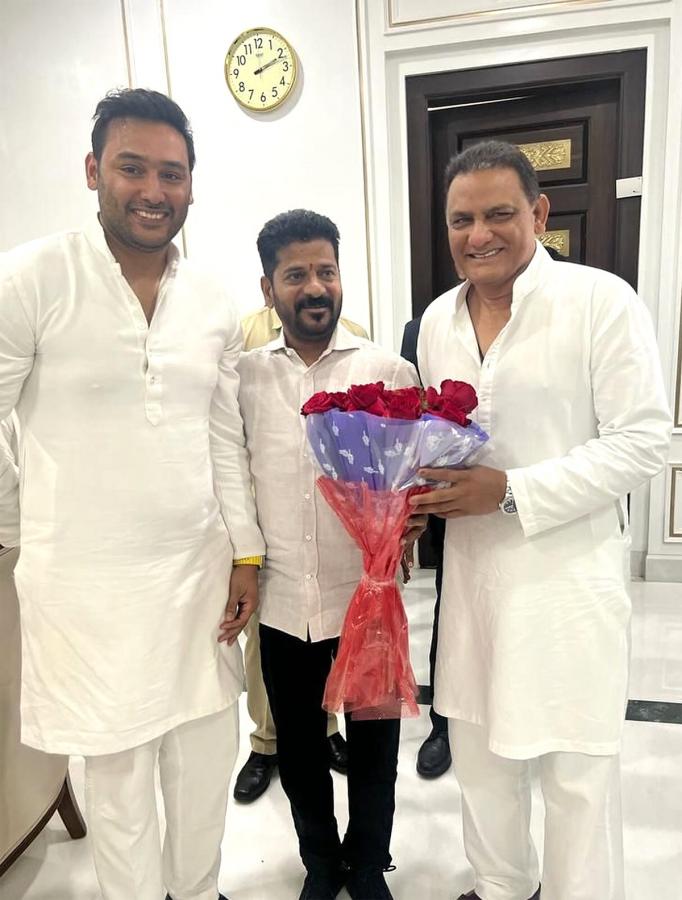 Azharuddin Meets Telangana CM Revanth Reddy And ministers - Sakshi4