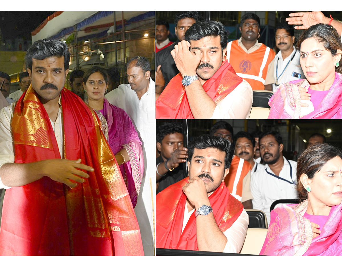 Ram Charan couple visits Tirumala temple Photos - Sakshi1