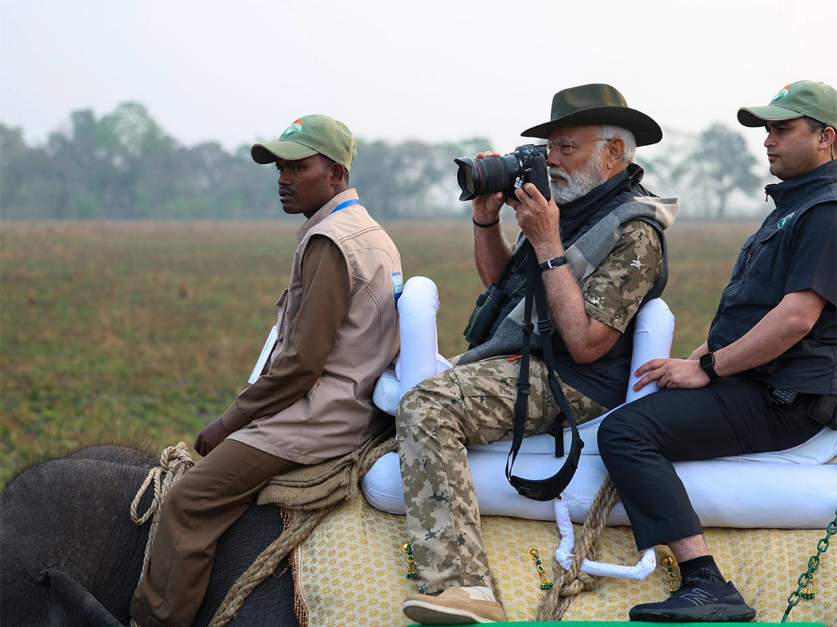 PM Modi Elephant Safari at Assam Kaziranga National Park - Sakshi2